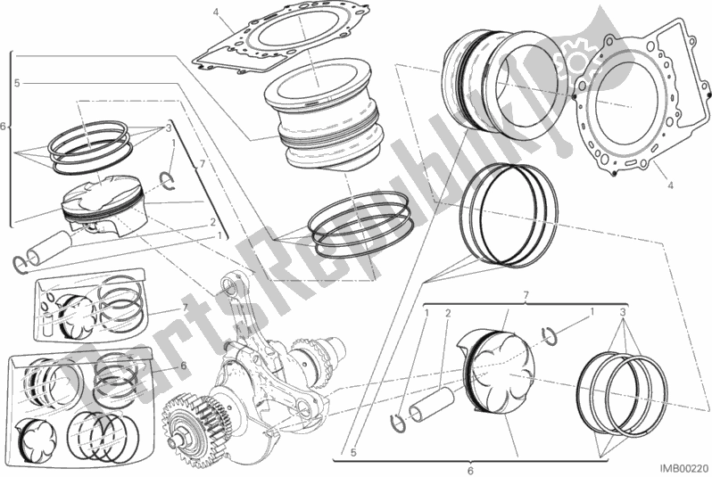 Tutte le parti per il Cilindri - Pistoni del Ducati Superbike 959 Panigale ABS USA 2017